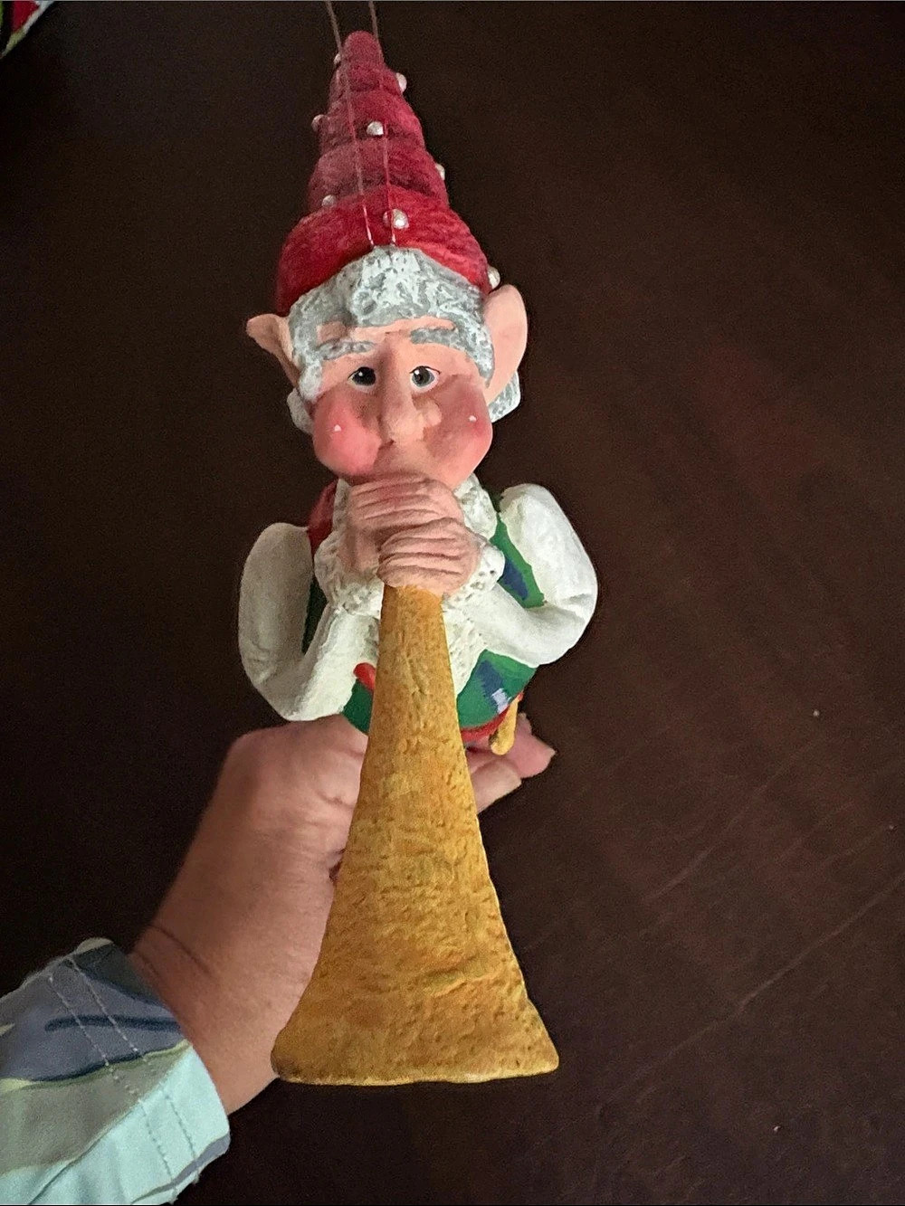 Department 56 Hand-Painted Elf with Trumpet Ornament